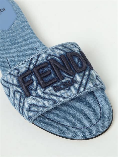 fendi flat sandals 2017|Fendi denim sandals.